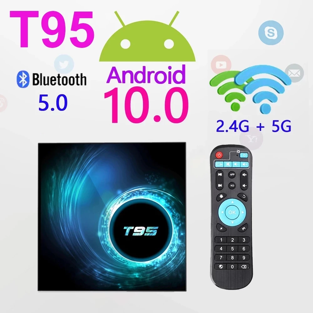 

2020 new Original T95 Smart TV Box Android 10.0 Youtube HD 6K Android TV Box Google Voice Assistant TV Box PK H96 X96Q MAX