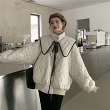 

FOR Lolita Winter Woman Fashion Sexy Noble Cotton Jacket French Niche Style Retro Gentle Fairy Slim Big Collar Down Padded
