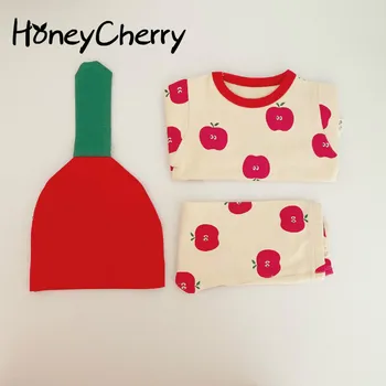 

Infant Baby Girl Set baby pajamas home service package printing baby underwear with hat Newborn Baby Girl Clothes