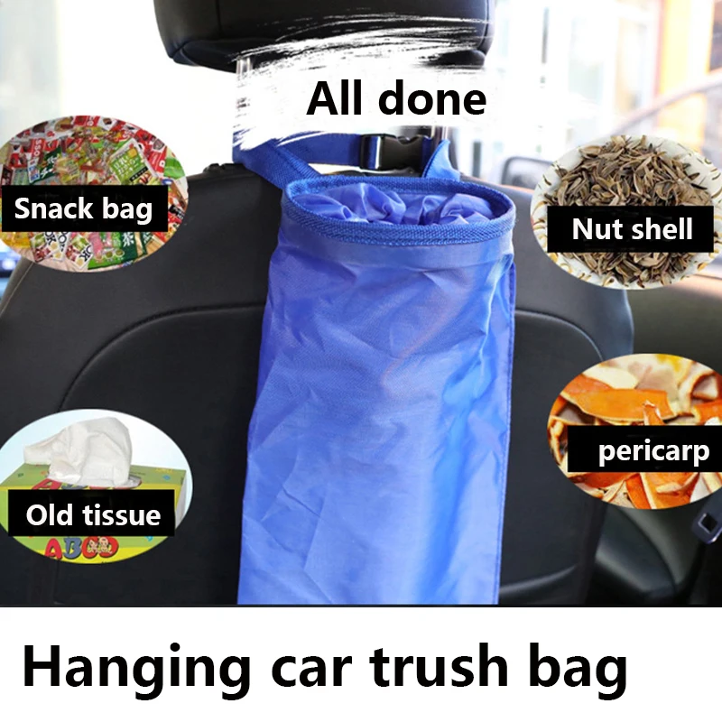 Car Trash Bag Portable Car Seat Back Garbage Bin Bag Auto Trash Holder Case