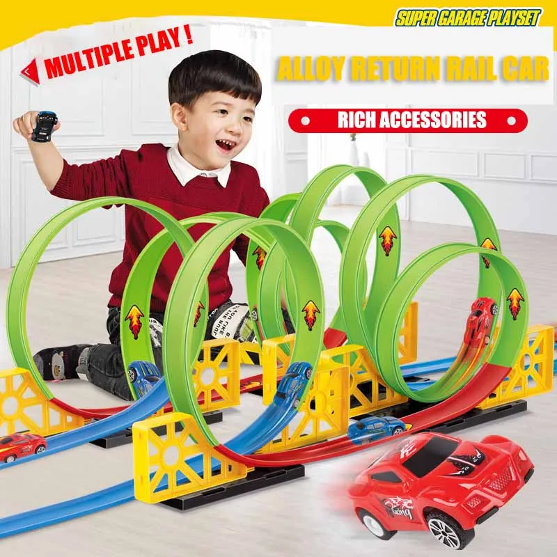 Skup Tor dziecięcy elektryczny samochód miejski zabawka Diy plac Auto Lift Highway Model samochodu gorące koło samochód zabawka dla dzieci prezent urodzinowy Model