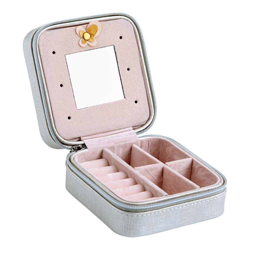 Мини дорожный защитный чехол подходящие украшения коробка для хранения дисплей коробка для хранения на молнии Лидер продаж - Цвет: silver
