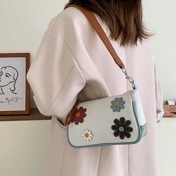 

Summer is simple in early autumn Canvas women's 2020 summer new flower foreign shoulder bag