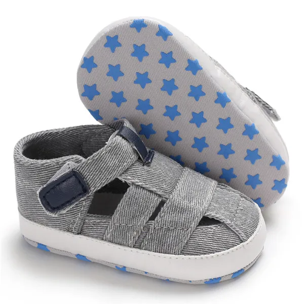 Модная летняя мягкая детская обувь для новорожденных мальчиков; повседневные противоскользящие туфли для мальчиков; кроссовки на мягкой подошве - Цвет: Grey