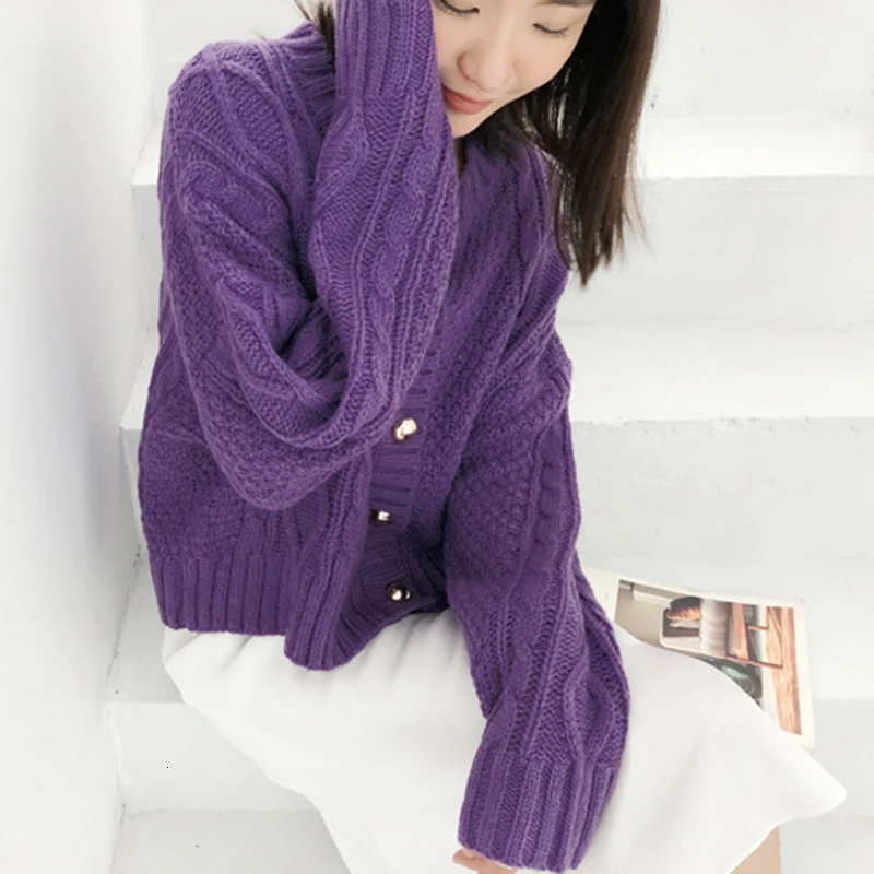 GALCAUR/вязаный женский свитер с круглым вырезом и длинными рукавами; теплые толстые корейские женские кардиганы; коллекция года; Осенняя модная новая одежда