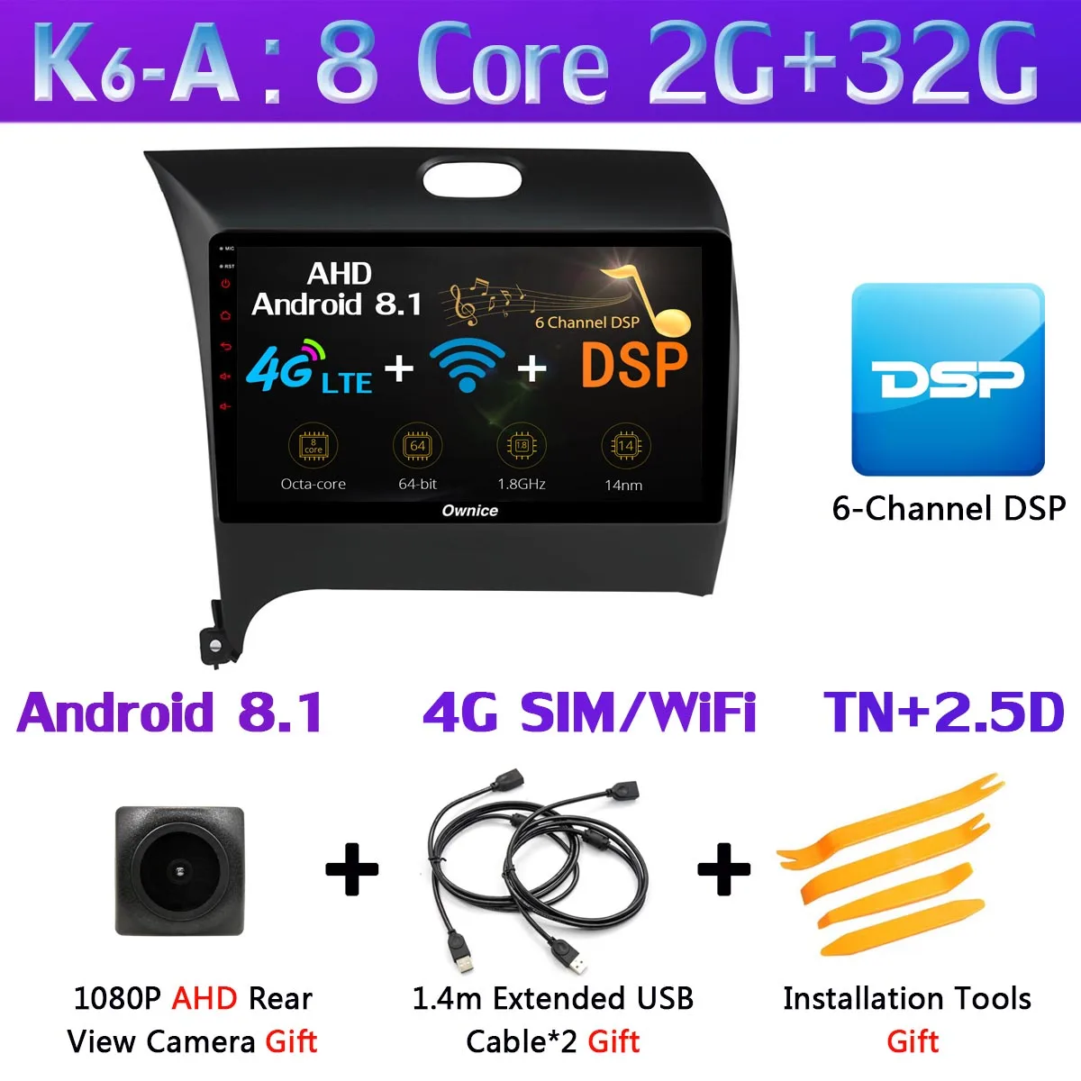 360 ° панорамная камера Android 9,0 4G+ 64G Автомобильный плеер CarPlay DSP gps радио для Kia K3 Cerato 3 Forte 2013 - Цвет: K6-A