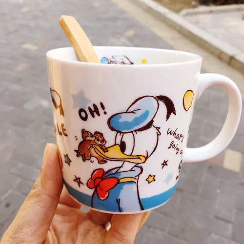 Из мультфильма «Лило Стич» 626 Duck Mickey любовь чип N' Дейл с бурундуком Керамика кружка Кофе кружка чашка подарок на день рождения с коробкой - Цвет: c with box and spoon