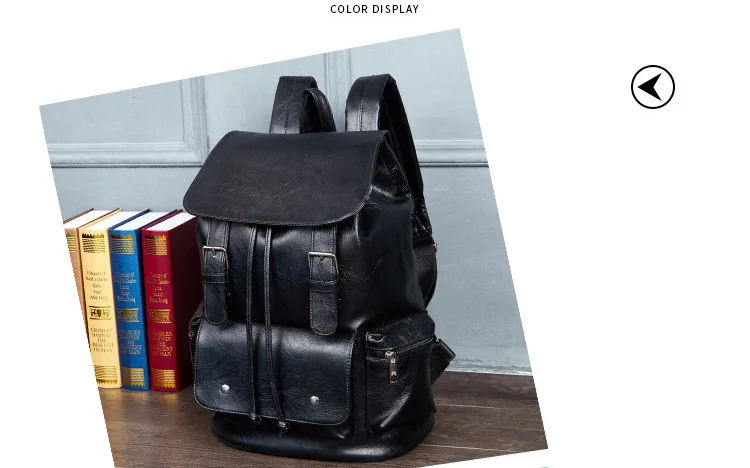 PU Travel Leisure Backpacks Vintage Men Leather Laptop Backpack Bag for Men Teenager Students Retro School Bags Casual Rucksacks (5)