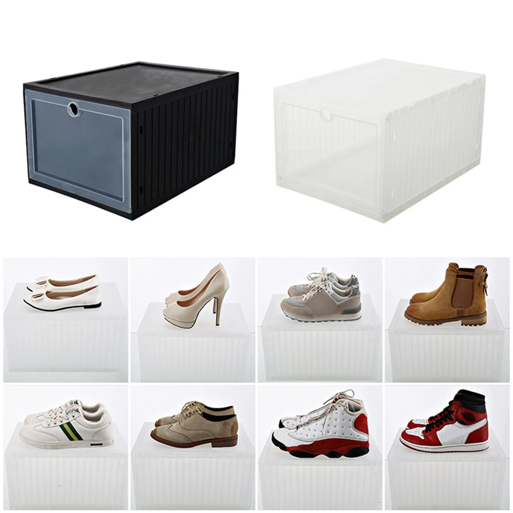 Пластиковая коробка для обуви, прозрачный чехол для обуви, органайзер, коробка для хранения, ящик, тип ящика, высокий каблук, коробки для обуви, Штабелируемая раскладушка, сделай сам