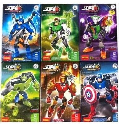 

Full Set 6 PCs Price DECOOL Hero Avengers Batman Iron Man America Captain Toy 6001-6b