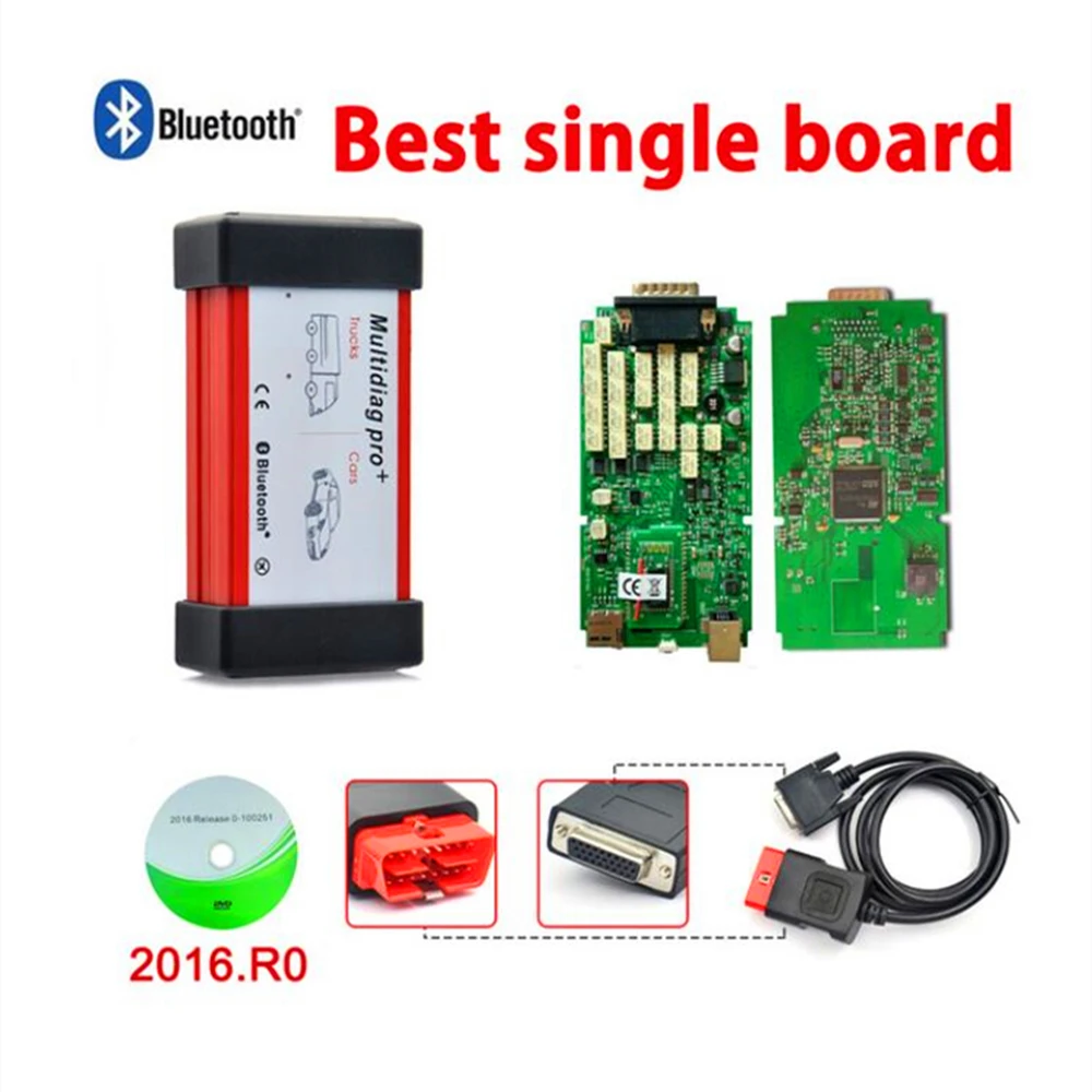 Лучшее качество, одиночная печатная плата с эстакадой, bluetooth сканер VD TCS C-D-P для autocome obd obdii автомобилей грузовиков диагностический инструмент 3 в 1 - Цвет: with bluetooth