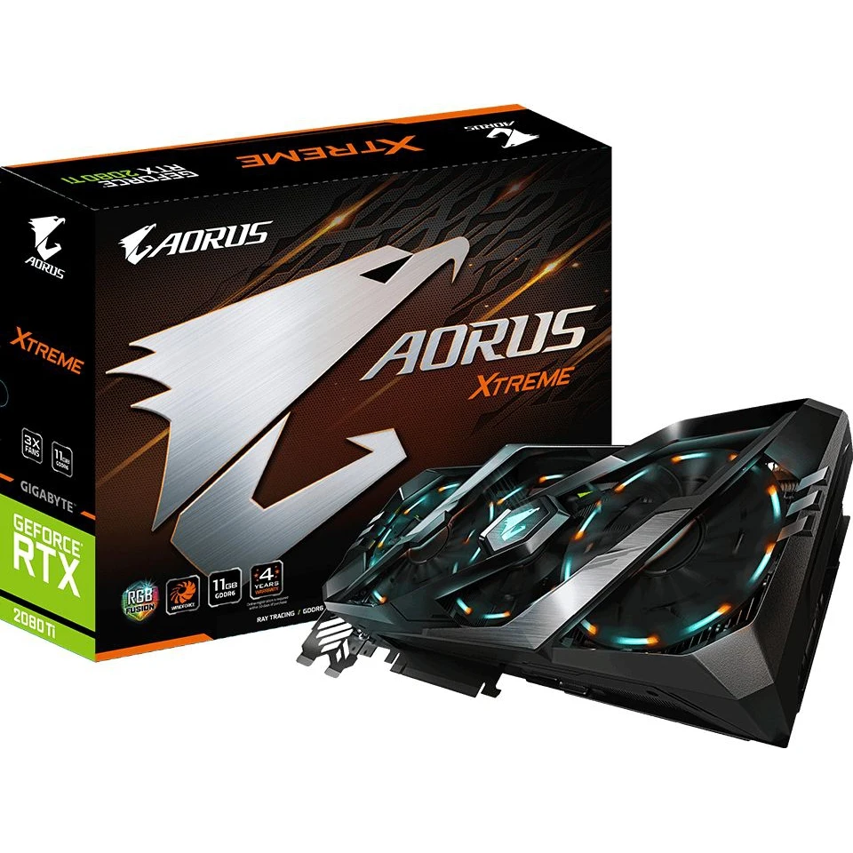 Видеокарта Gigabyte PCI-E GV-N208TAORUS X-11GC NV RTX2080Ti 11264Mb 352b GDDR6 1545/14140/HDMIx3/DPx