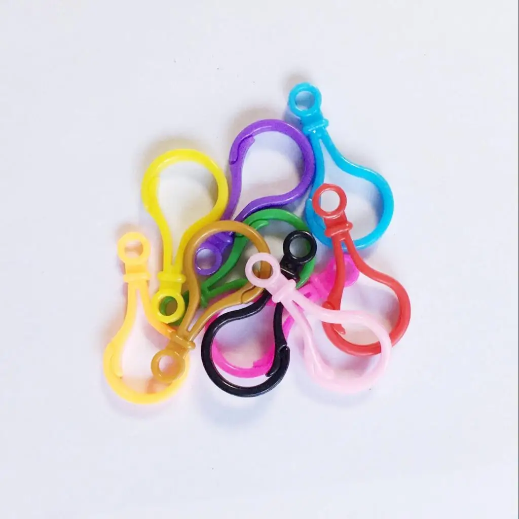 

10x Colorful Plastic Lobster Clasp Key Ring Snap Hooks For Jewelry Making