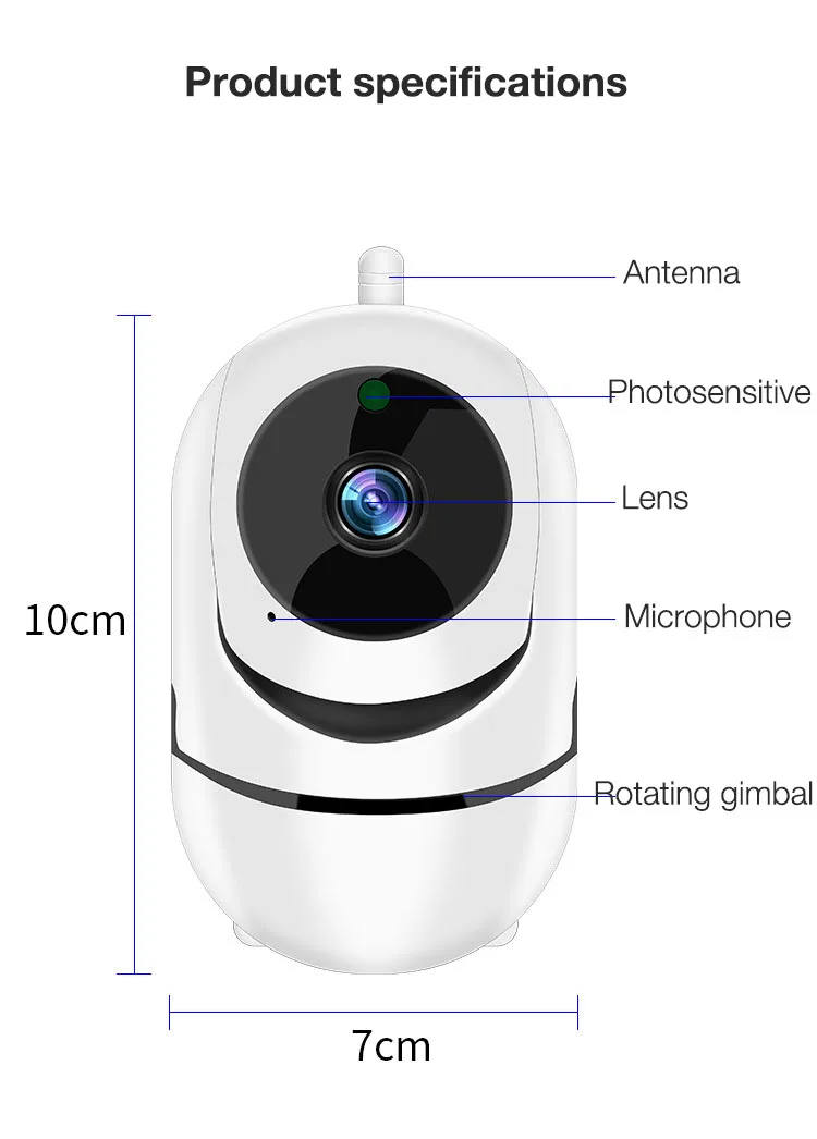 1080P WiFi ip-камера, беспроводной детский монитор с HD аудио камерой безопасности, автоматическое движение, отслеживание движения, детектор Ночного Видения