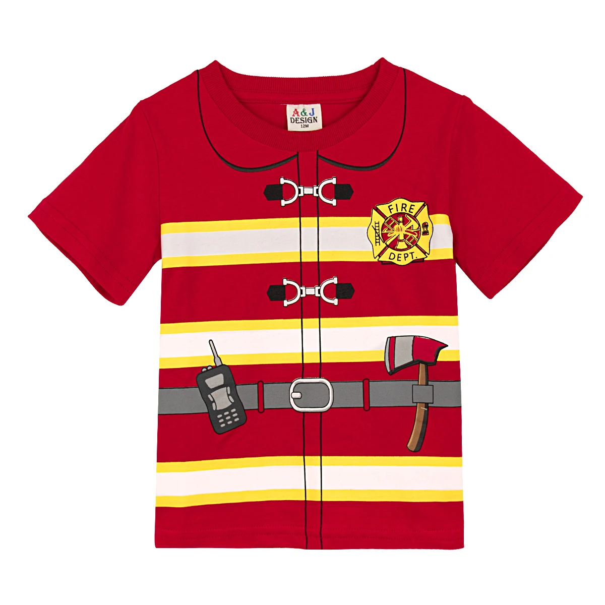 Футболка пилот для маленьких мальчиков и девочек, детский топ для мальчиков, Детская Хлопковая футболка с принтом, забавные карнавальные футболки для малышей, летние футболки с короткими рукавами - Цвет: Fireman