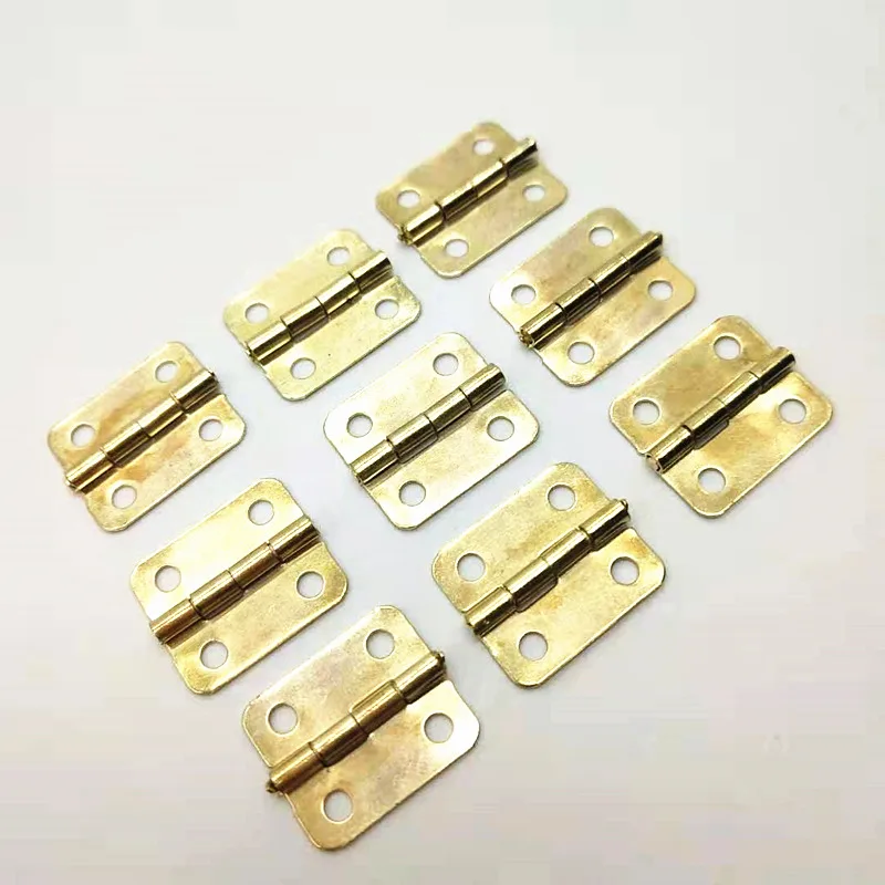 Gold Hinges 16x14mm 50pcs Golden 4 Holes Box Butt Metal For Jewelry Making DIY Woodworking Rounded Corner | Обустройство дома