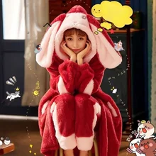 Pajamas Female Winter Thickened Velvet Students Cute Long Robes Autumn Winter Home Wear Sleepwear Women Pajama Sets Nightgown