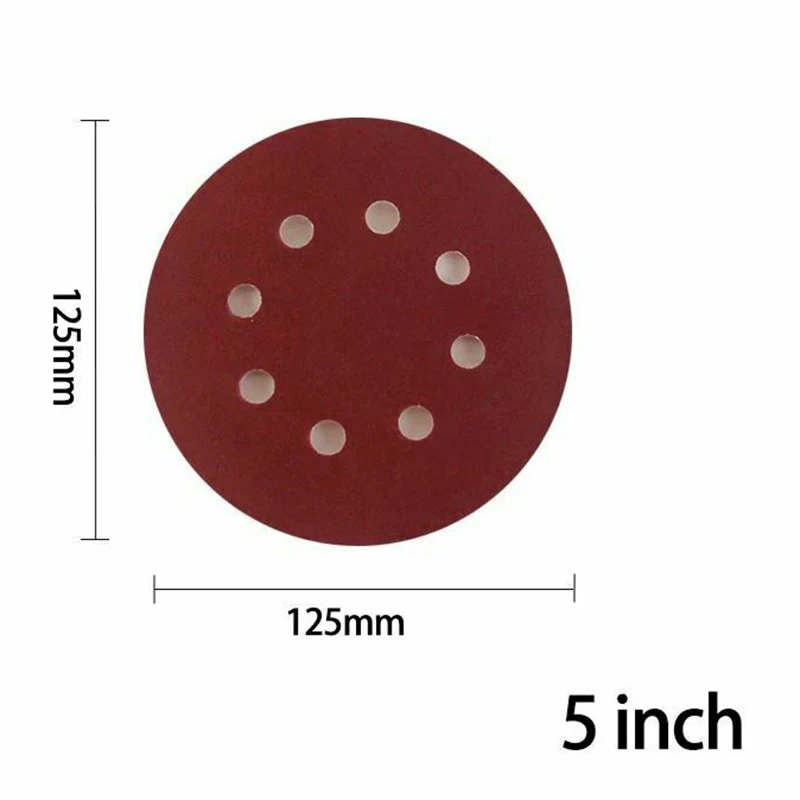 100*Sand Papers 125mm 120 Grit Hook& Loop Sanding Discs 5 Inch 8 Hole Sandpaper Orbital Sander accessories