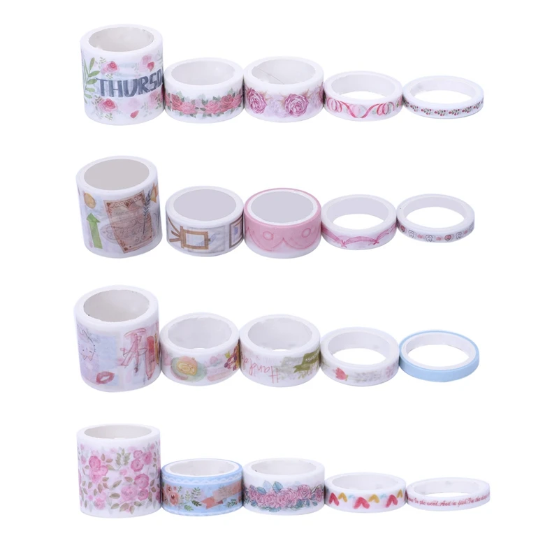 

20 Pcs Cute Masking Washi Tape Set Stationery Kawaii Scrapbooking Supplies Sticker , 10 Pcs Rose Flower & 10 Pcs House