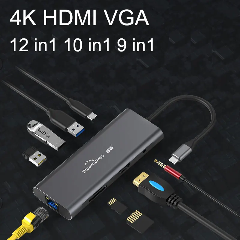 Адаптер USB Type C для порта 3 0 HDMI VGA док станция аксессуары Разветвитель типа 1 Для