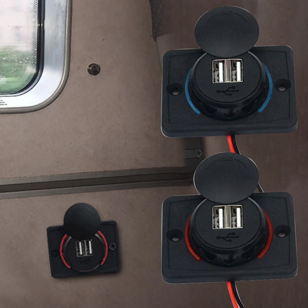 Двойной USB адаптер 12-24 В с крышкой 3.1A портативный Caravan розетка лодка безопасное автомобильное зарядное устройство нейлоновые аксессуары быстро