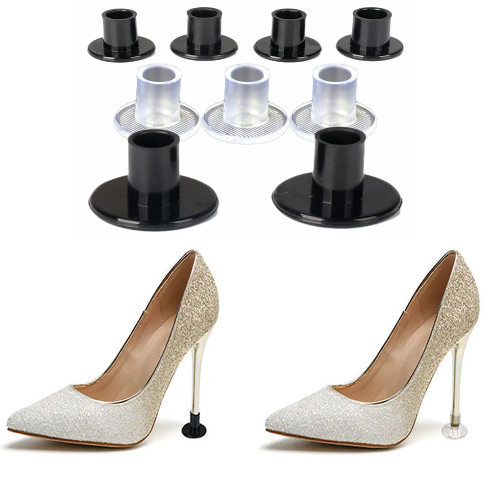 

One Pairs High Heel Protectors Dance Stiletto Covers Heel Antislip High Heeler PVC Caps Trasparent Black shoe care kit