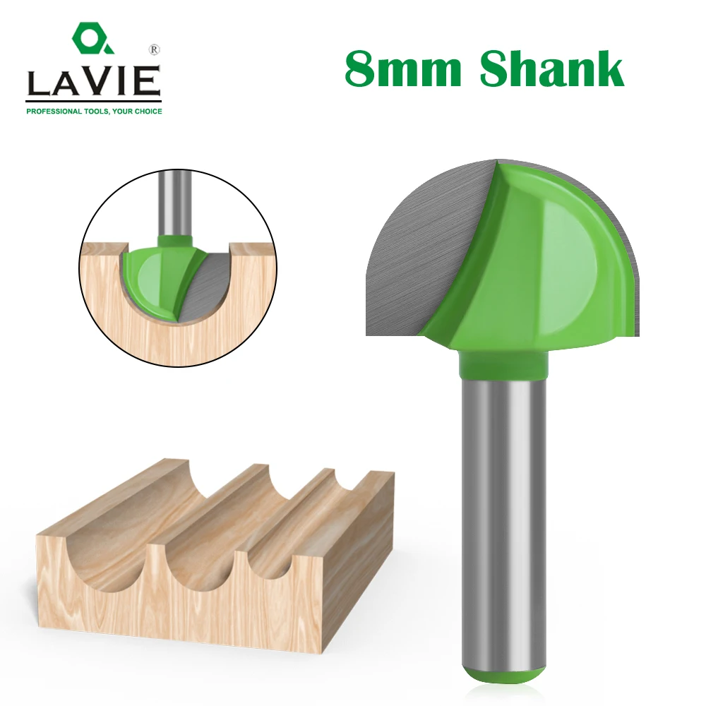 LAVIE 1pc 8mm Shank Ball Nose End Mill Round Nose Cove CNC Milling Bit Radius Core Box Solid Carbide Router Bit Tools C08042