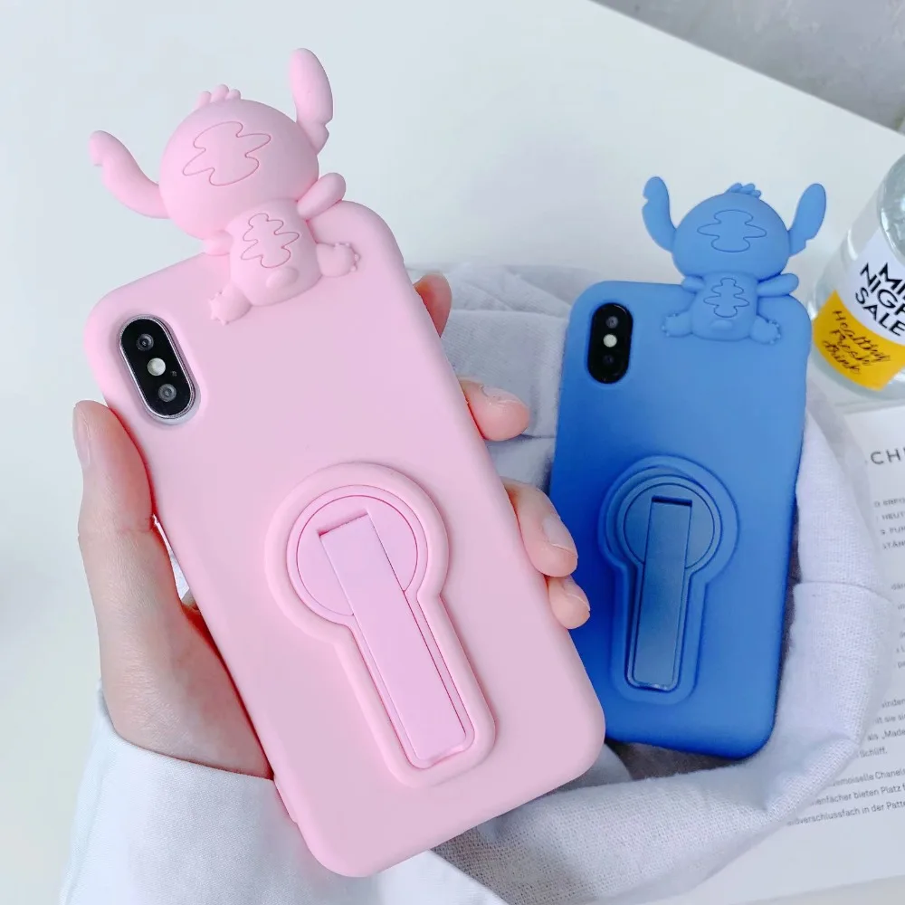 3D с мультяшками силиконовый чехол для iPhone XS MAX XR X 8 7 6S Plus Чехлы Минни кошкой с изображением кролика Банни Единорог Ститч крышка от бутылки