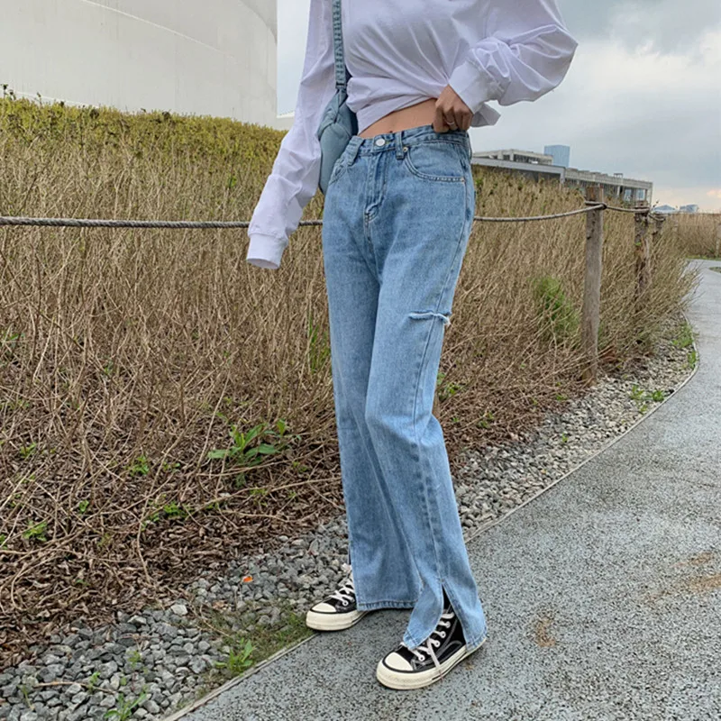 Woman Jeans Ripped Clothes High Waisted 2020 Summer Streetwear Baggy Wide Leg Vintage Fashion Stretch Harajuku Straight Pants Woman Jeans Ripped Clothes High Waisted 2020 Summer Streetwear Baggy Wide Leg Vintage Fashion Stretch Harajuku Straight Pants