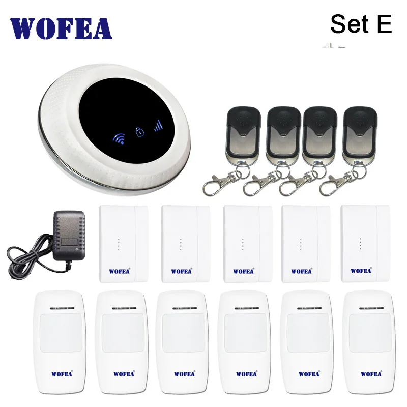 Wofea беспроводной SIM GSM домашняя охранная wifi GSM сигнализация система Датчик комплект tuya приложение Встроенная сирена - Цвет: SET E