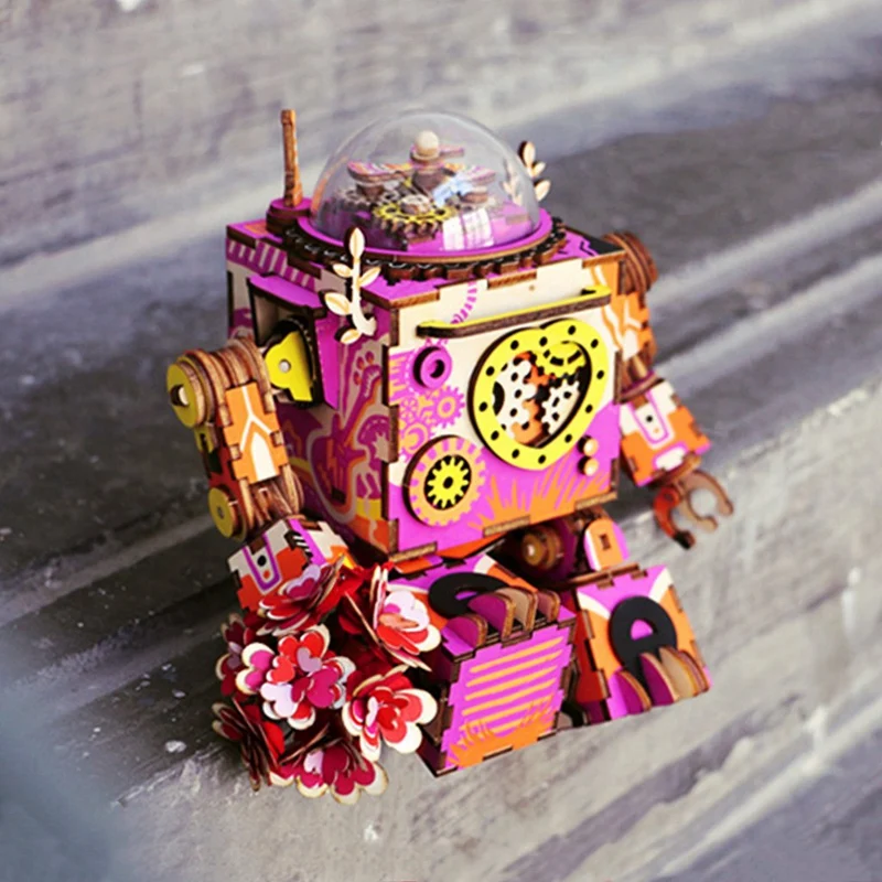 Robotime деревянная ручная работа Diy Сборная модель музыкальная шкатулка стимпанк может поворачиваться заводная Музыкальная шкатулка идеальный подарок для друзей Чи