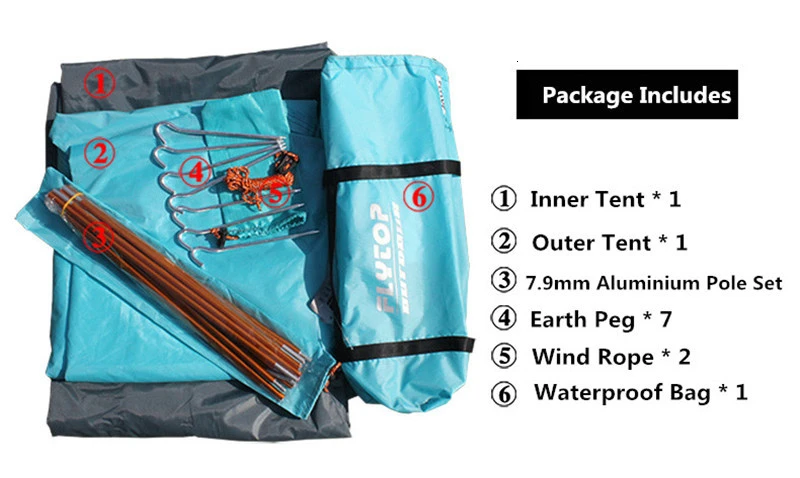 FLYTOP High Strength Ultralight Aluminium Alloy Pole Camping Tent 1 Person Double Layer Waterproof Tent for Mountain Trip (3)