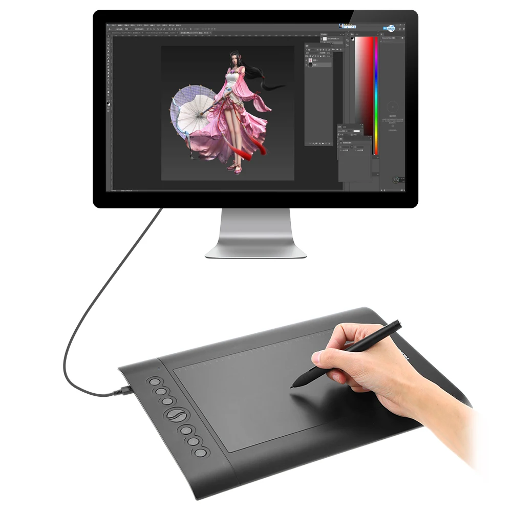 Huion графический планшет; USB планшет для рисования обновленный H610 PRO V2 Pad художественный цифровой почерк доска для рисования с безбатарейной ручкой