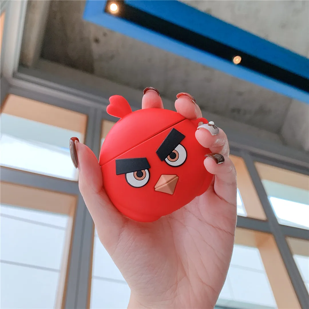 Милый силиконовый наушник с объемным мультипликационным принтом Angry bird Red bird чехол для Apple new AirPods 1/2 беспроводной bluetooth чехол для гарнитуры