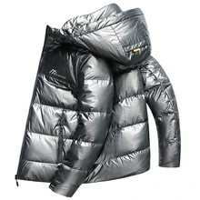 Яркий пуховик мужской короткий зимний 90% белый утиный пух Мужская куртка для отдыха тренд с капюшоном мужская одежда мужское пальто