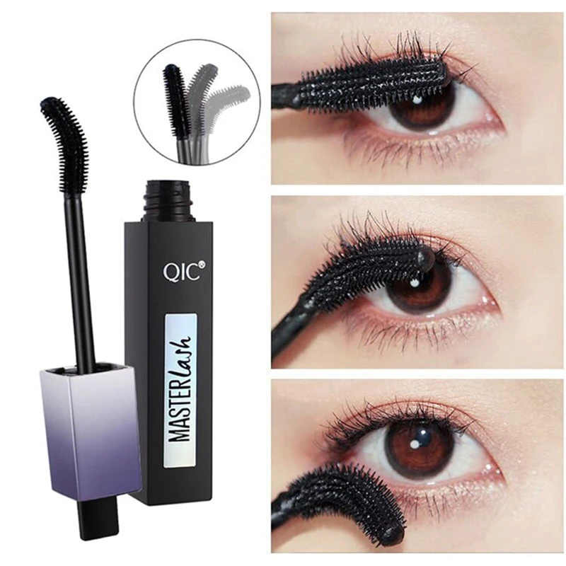 2Pcs Qic Mascara Maquillage Super Black Durable Waterproof Natural Thick Lengthening Curling Mascaras Brush Head Can Rotate