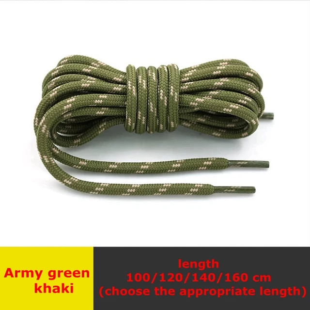 1 Pair High Density Weaving Shoe Laces Round Fine Texture Shoelaces Outdoor Leisure Sneakers Boot Shoelace 100/120/140/160CM Army green khaki