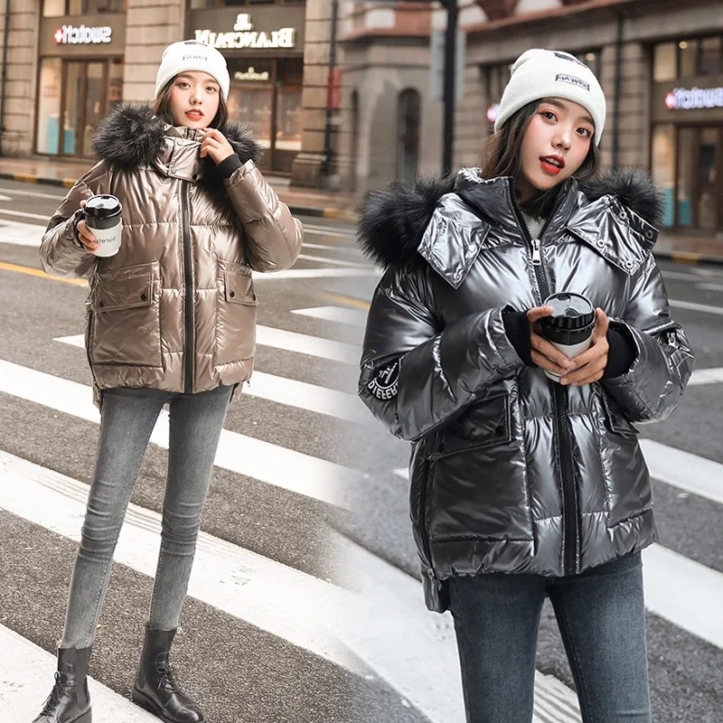 

2019 Winter Europe And America New Style Da Mao ling liang Surface Cotton Coat Women's Thick Slim Fit Large Size Women's Cotton