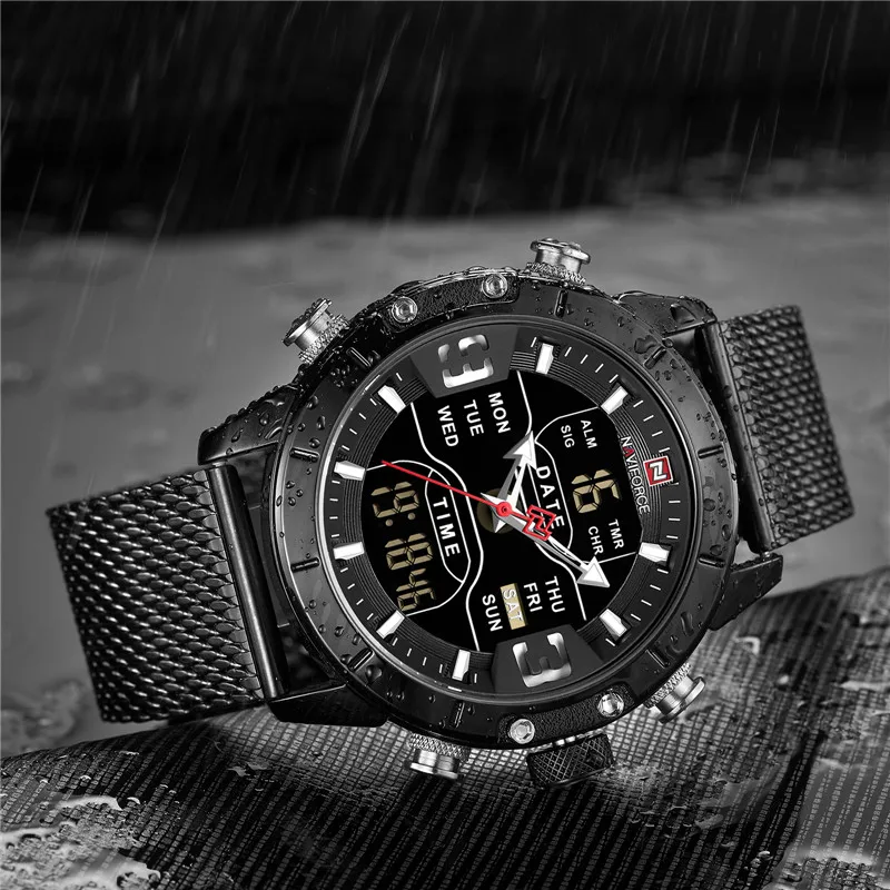 NAVIFORCE мужские часы брендовые модные спортивные часы мужские водонепроницаемые кварцевые цифровые часы Военные Наручные часы 9153 Relogio Masculino