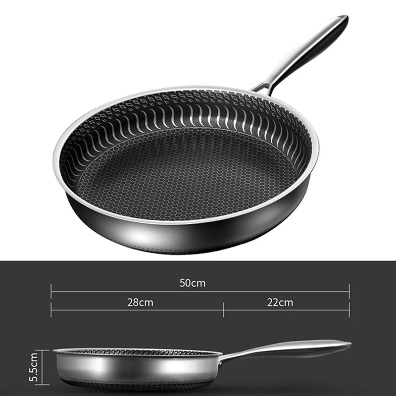 Stainless Steel Frying Pan Nonstick Honeycomb Fry Pan With Lid Induction Ceramic  Electric Gas Cooktops Compatible - AliExpress