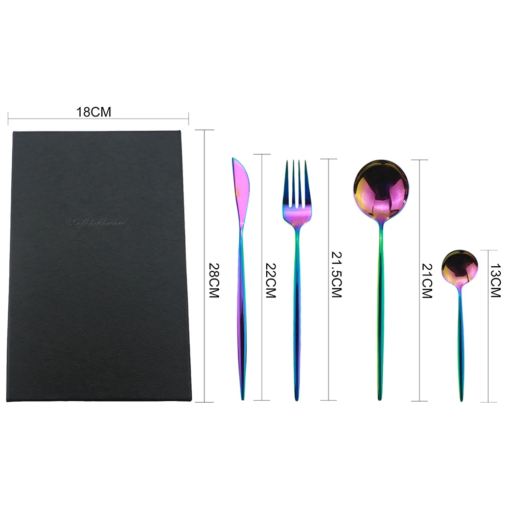 1/4pcs Cutlery Set Blue Dinnerware Set 18/10 Stainless Steel Dinner Fork Knife Spoon Luxury Tableware Kitchen Silverware cutlery set western style cutlery set picnic cutlery set stainless steel cutlery set