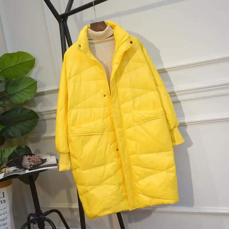 FTLZZ 90% белая куртка на утином пуху для женщин теплое плотное длинное зимнее пальто для женщин Женская куртка-пуховик Водонепроницаемая зимняя верхняя одежда - Цвет: Цвет: желтый