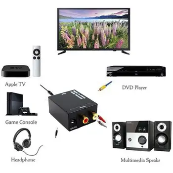 

Grwibeou Digital to Analog Audio Converter Optical Toslink R/L Coaxial Signal to ATV SPDIF Decoder DAC RCA Audio Amplifier Y9U8