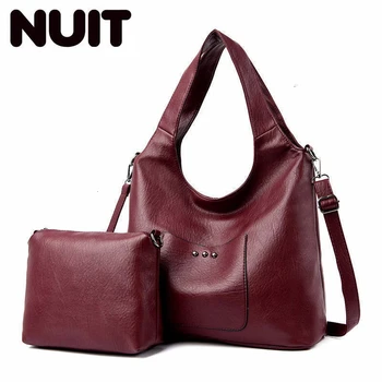 

2 Pc/s Women Leather Handbags High Quality Purses And Handbags 2020 Female Soft Leather Shoulder Bag Sac A Main Tote Bags Women