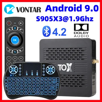 TOX1-Smart TV BOX con Android 2020, decodificador de señal con 4GB de RAM, 32 GB de ROM, Amlogic S905X3, wi-fi Dual, 9,0 M, BT4.2, 4K, compatible con Dolby Audio, 1000
