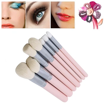 

7PCS Pink Make-Up Brushes Set Pincel Maquiagem Powder Eye Kabuki Brush Complete Kit Cosmetics Beauty Tools With Leather Case