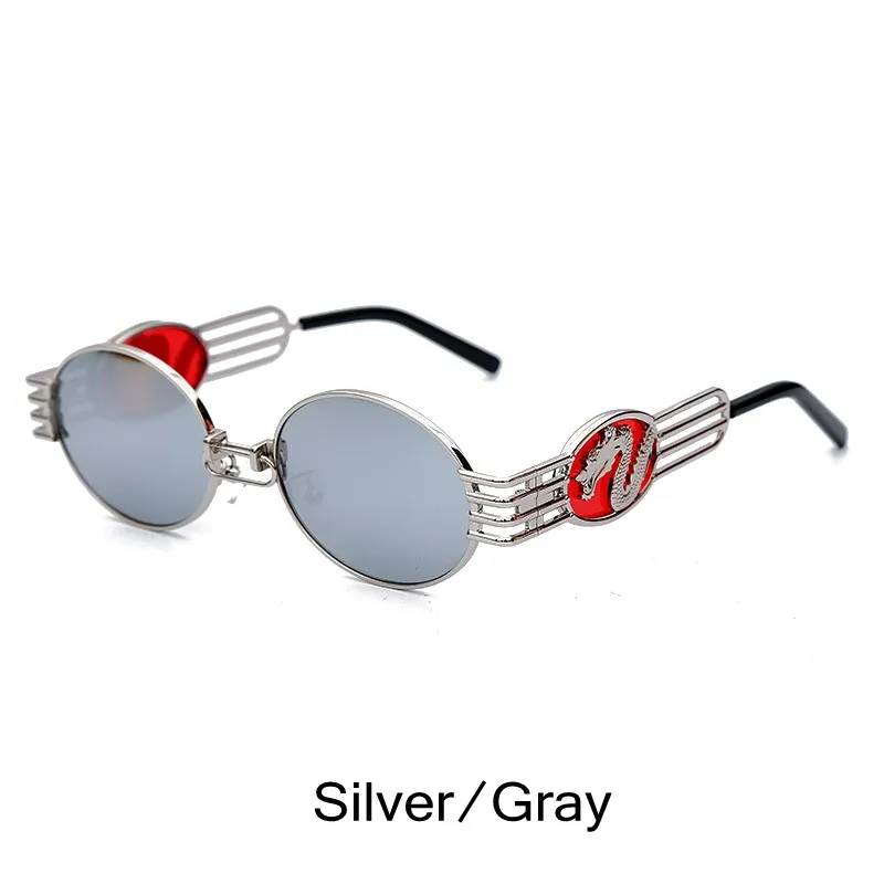 C4 Silver Gray JASPEER солнцезащитные очки для мужчин и женщин дракон круглые очки металлическая оправа стимпанк Черное золото Солнцезащитные очки Винтаж бренд мужские солнцезащитные очки - Цвет линз: C4 Silver Gray