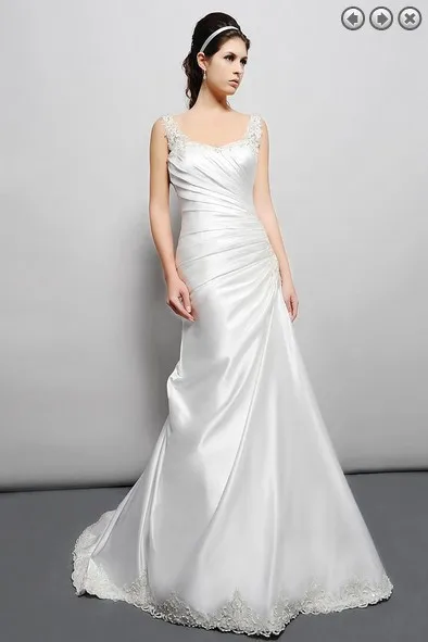 

free shipping vintage 2016 new designer bridal gown plus size sain simple white long dress beaded maxi dress beach wedding dress