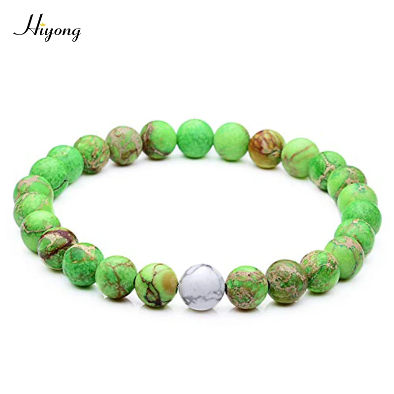 Stone Beads Bracelet Натуральный камень Бусины-Короны Браслет 8 мм черный матовый Агаты белый браслет из говлита пары расстояние браслеты его и ее ювелирные изделия - Окраска металла: Stone Beads Bracelet