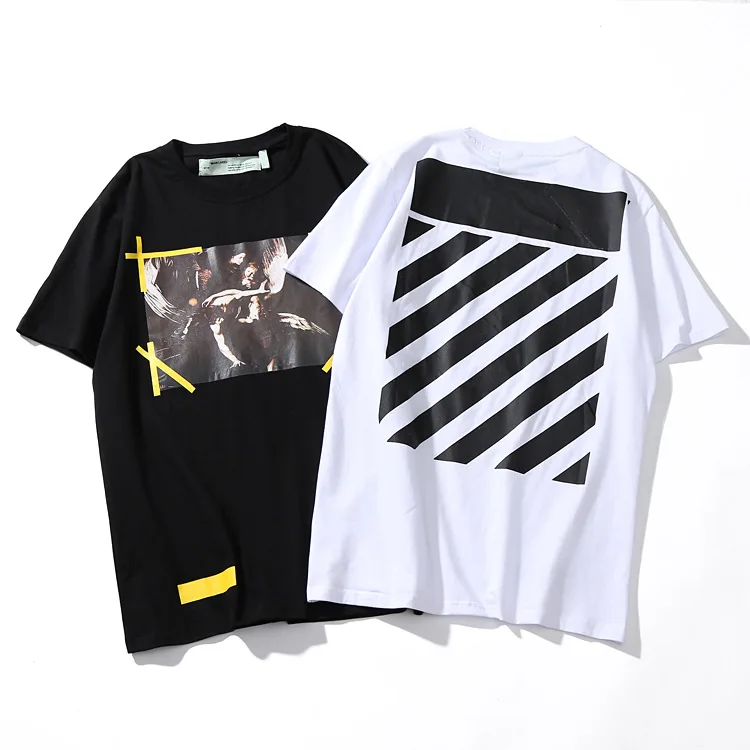 

2018 Europe And America New Style Ow Religious Printed T-shirt Europe And America Popular Brand Loose-Fit Men And Women Short-sl